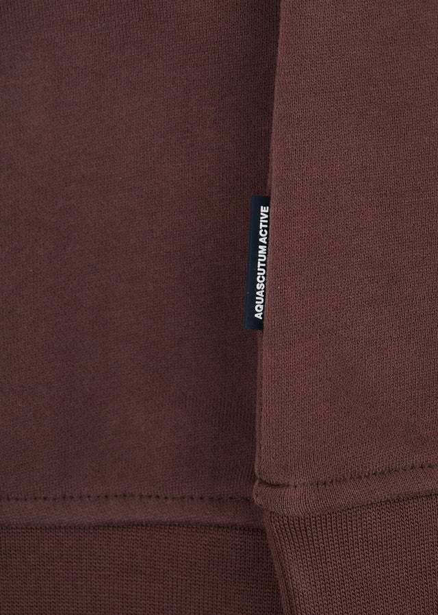 Aquascutum Pullover Check shoulder quarter zip fleece - chocolate