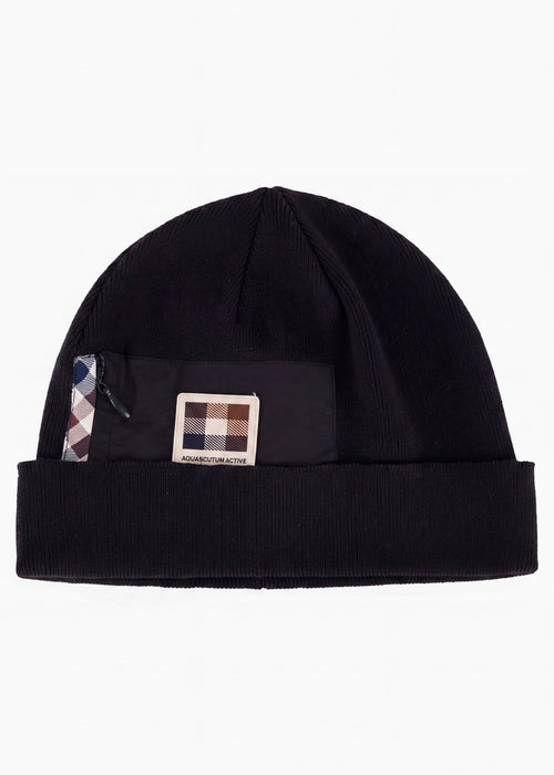 Nylon pocket beanie - black