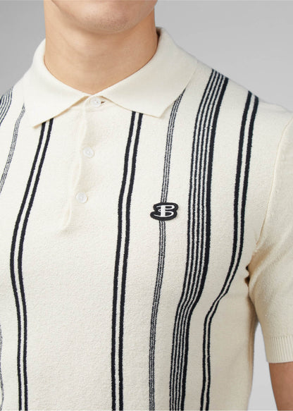 Ben Sherman Polo's  Crickle cotton stripe polo - ivory 