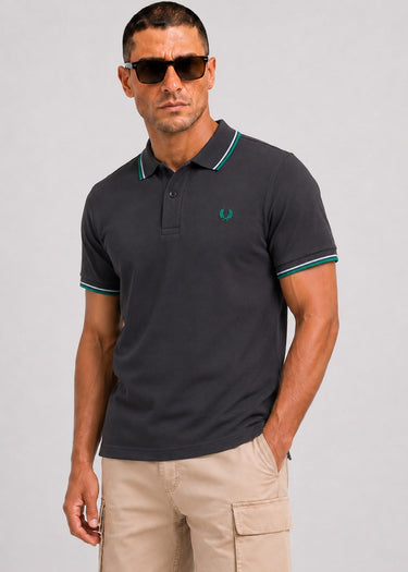 Fred Perry Polo's Twin tipped fred perry shirt - anchor grey light ice sport green