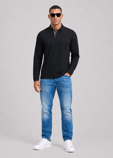 Barbour Polo's Barbour essential ls tartan pique polo shirt - black