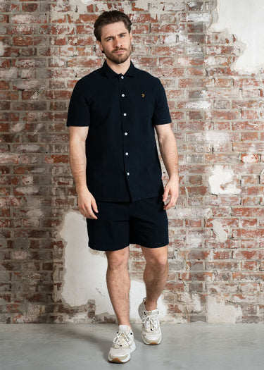 Farah Korte Broeken Redwald seersucker short - true navy