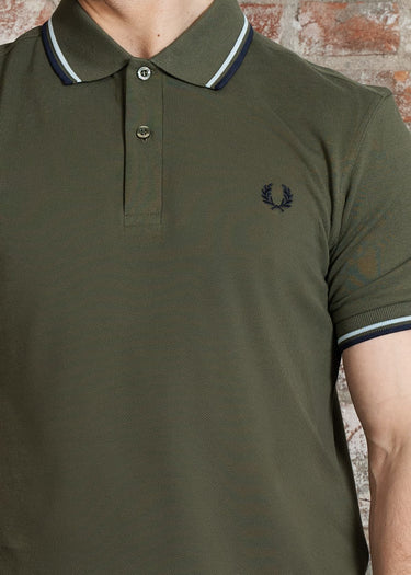 Fred Perry Polo's Twin tipped fred perry polo shirt- Laurel Wreath Green Light Ice