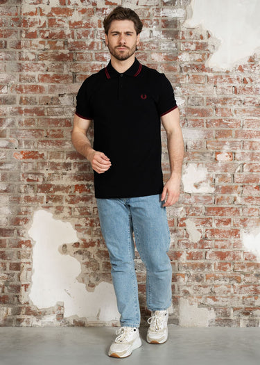 Fred Perry Polo's Twin tipped fred perry polo shirt- black burnt red