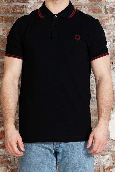 Fred Perry Polo's Twin tipped fred perry polo shirt- black burnt red