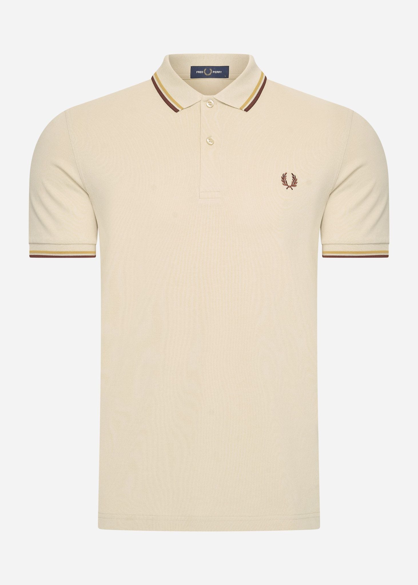 Fred Perry Polo's  Twin tipped fred perry shirt - oatmeal honeycomb whisky brown 