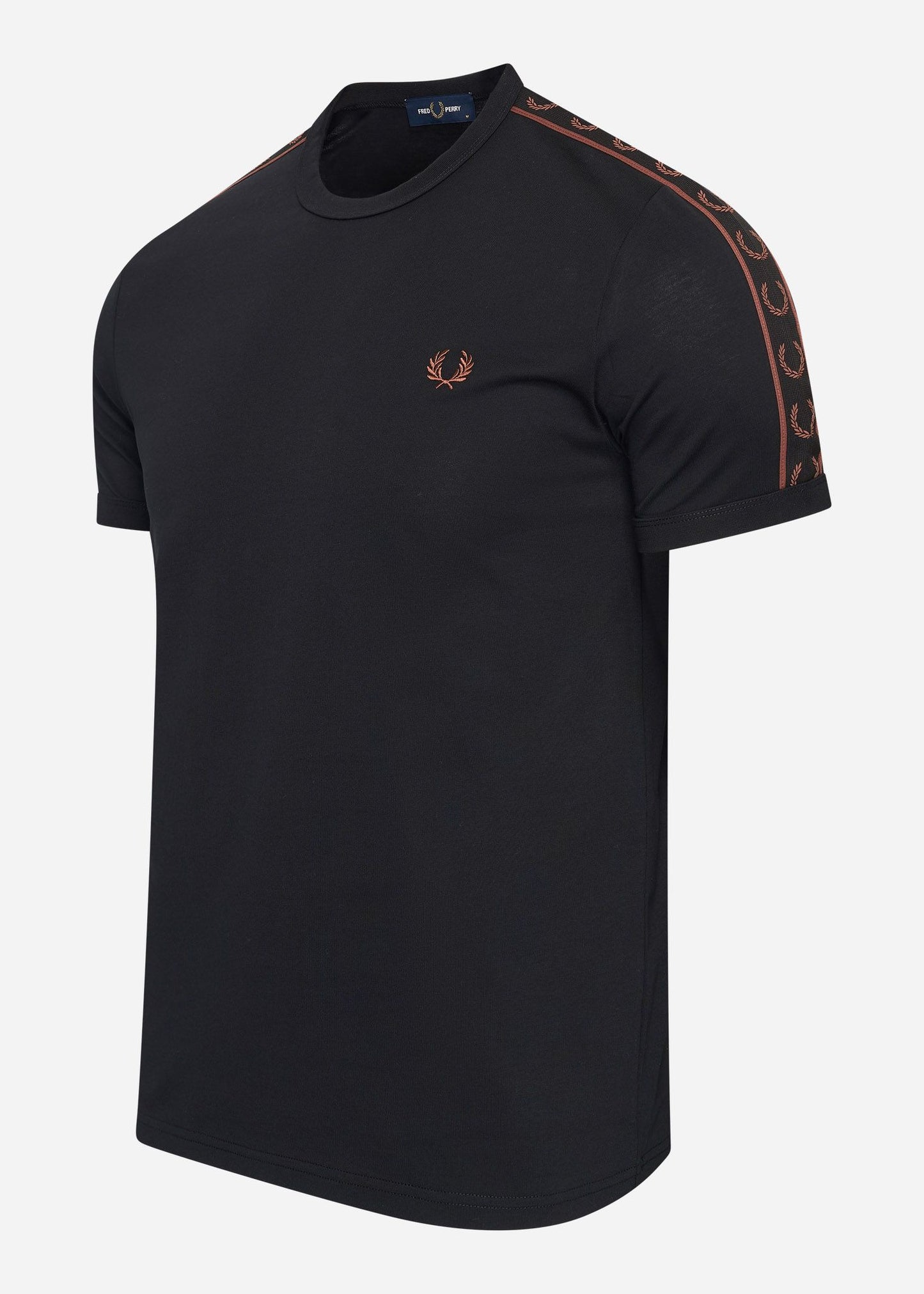 Fred Perry T-shirts  Contrast tape ringer t-shirt - black whisky brown 