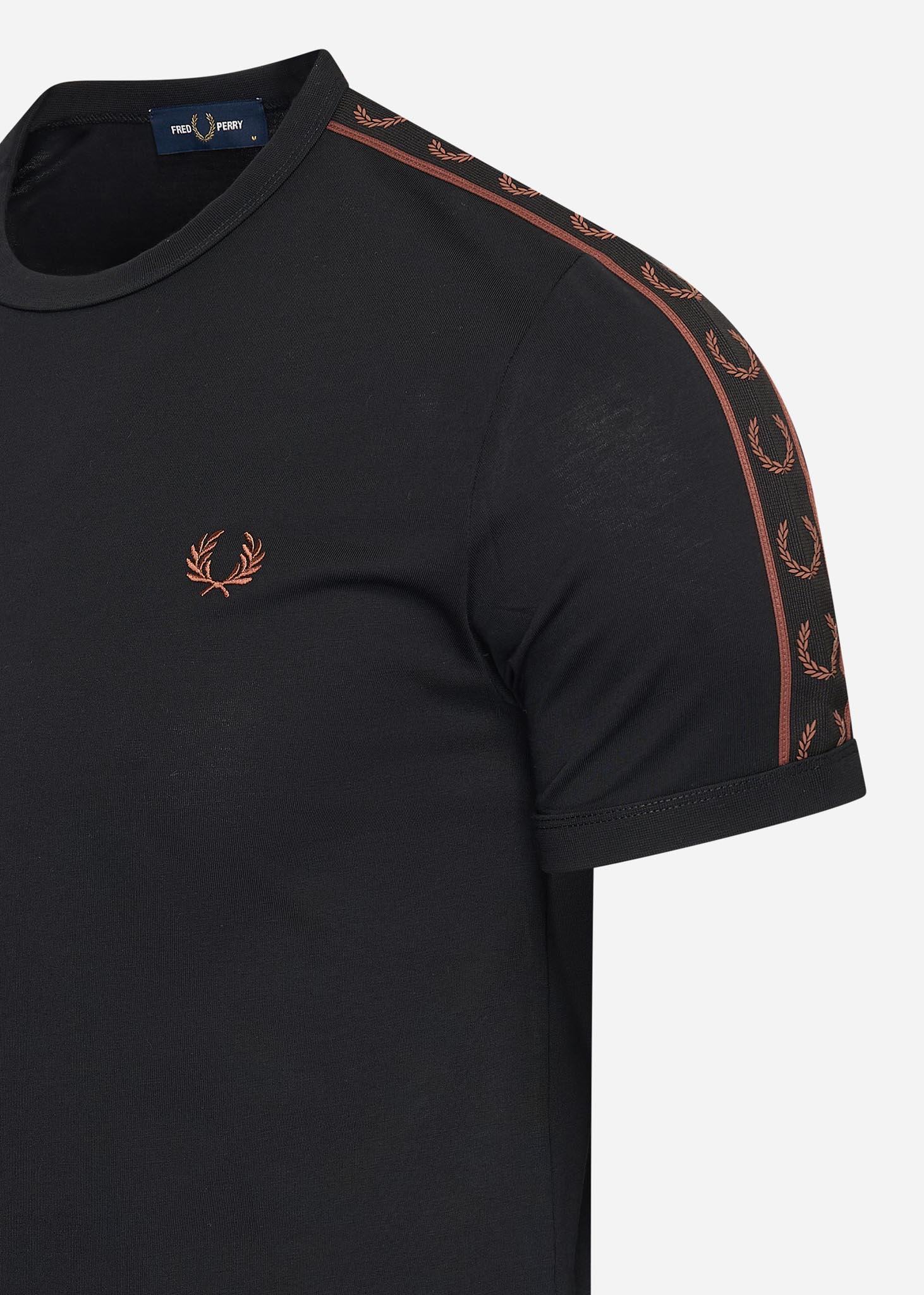 Fred Perry T-shirts  Contrast tape ringer t-shirt - black whisky brown 