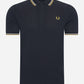 Fred Perry Polo's  Twin tipped fred perry shirt - navy ecru honeycomb 