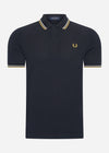 Fred Perry Polo's  Twin tipped fred perry shirt - navy ecru honeycomb 