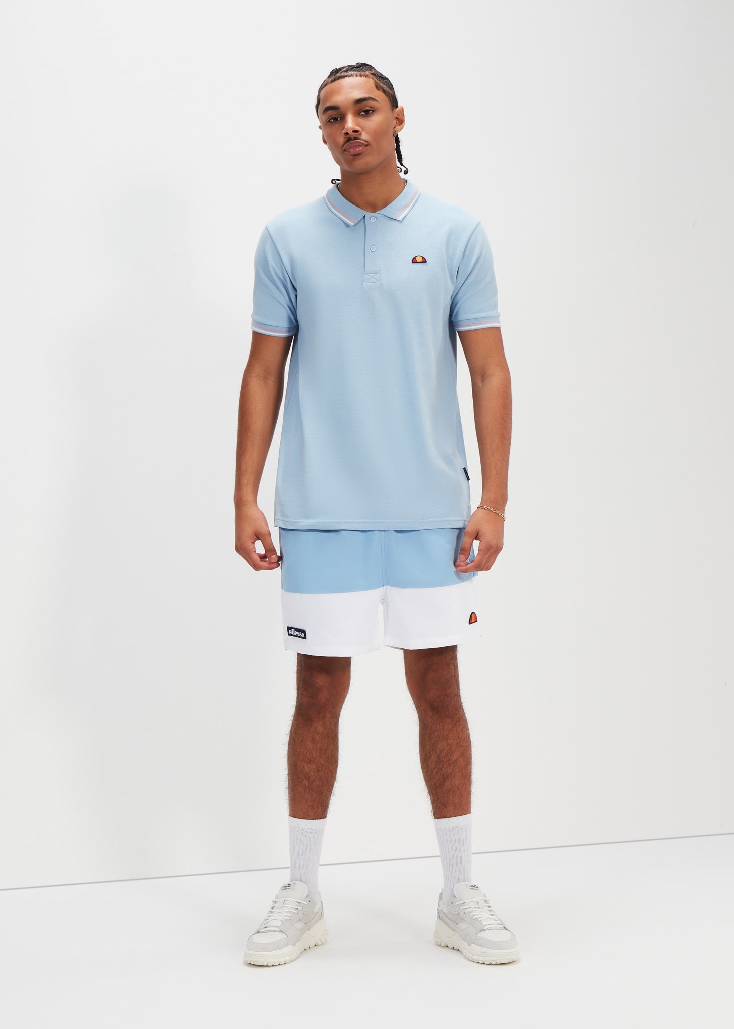 Ellesse Polo's  Rooks polo - light blue light pink white 