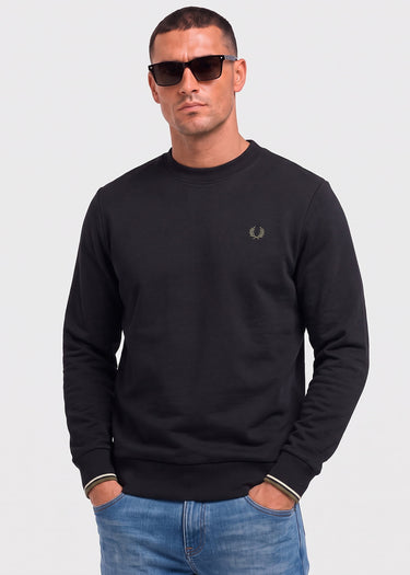 Fred Perry Truien Crew neck sweatshirt - black ecru laurel wreath green