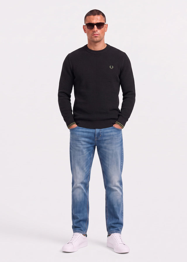 Fred Perry Truien Waffle stitch jumper - black