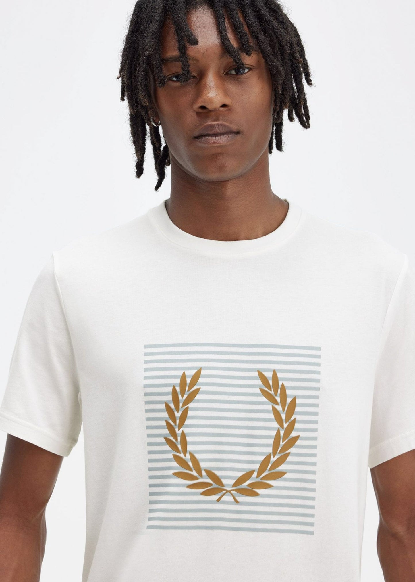 Fred Perry T-shirts  Striped laurel wreath t-shirt - snow white 