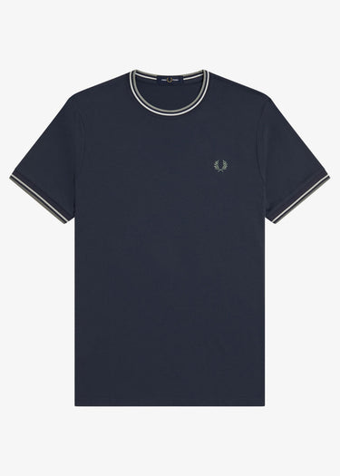 Fred Perry T-shirts Twin tipped t-shirt - dark airforce ecru seagrass
