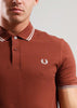 Fred Perry Polo's Twin tipped fred perry shirt - whisky brown porridge marl porridge marl