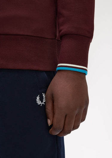 Fred Perry Truien Half zip sweatshirt - oxblood ecru court blue