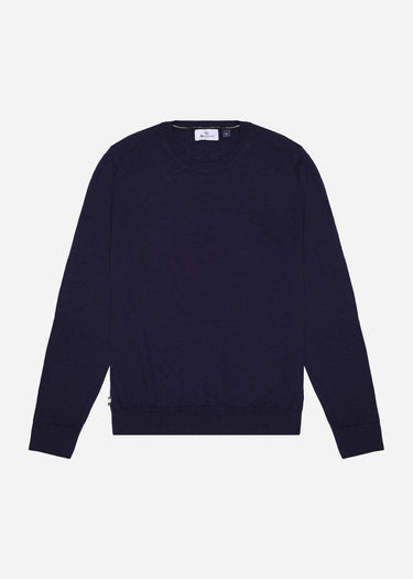 Aquascutum Truien Extrafine merino wool patches knit - navy