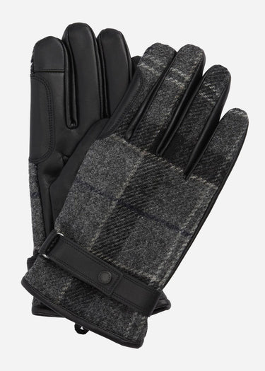 Barbour Handschoenen Newbrough tartan gloves - black grey