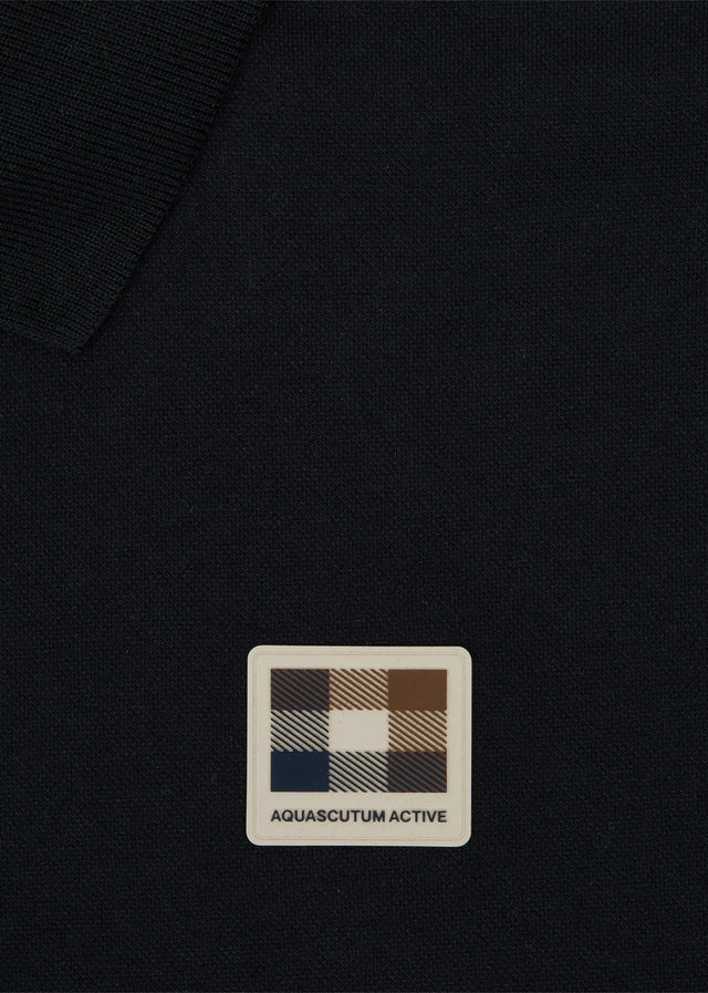Aquascutum Polos Stretch piqué badge polo - black