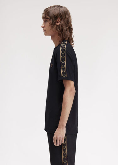 Fred Perry T-shirts Contrast tape ringer t-shirt - black shaded stone