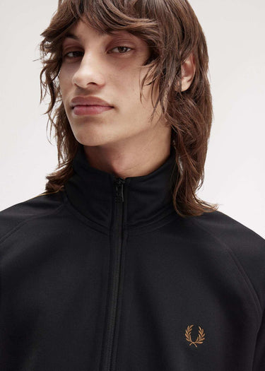 Fred Perry Vesten Contrast tape track jacket - black shaded stone