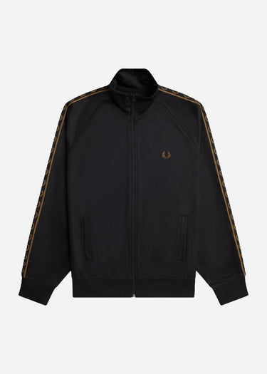 Fred Perry Vesten Contrast tape track jacket - black shaded stone
