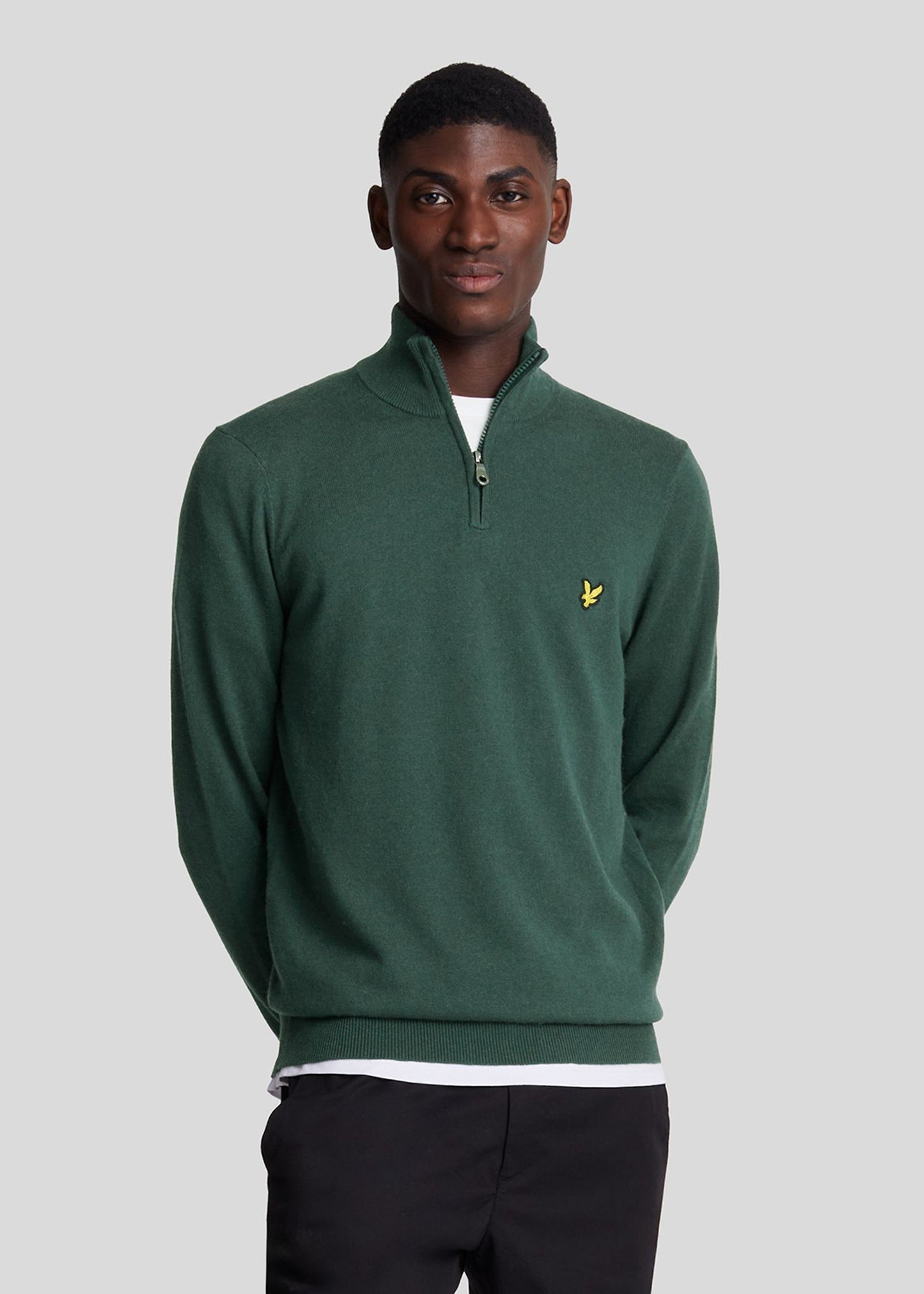 Lyle & Scott Truien  Cotton merino quarter zip jumper - argyle teal 