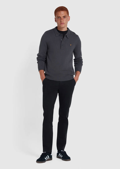 Farah Truien  Sweater hamlet knit ls polo - charcoal 