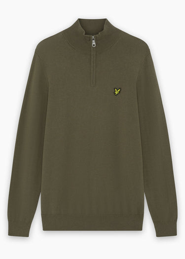 Lyle & Scott Truien Cotton merino quarter zip jumper - khaki ash