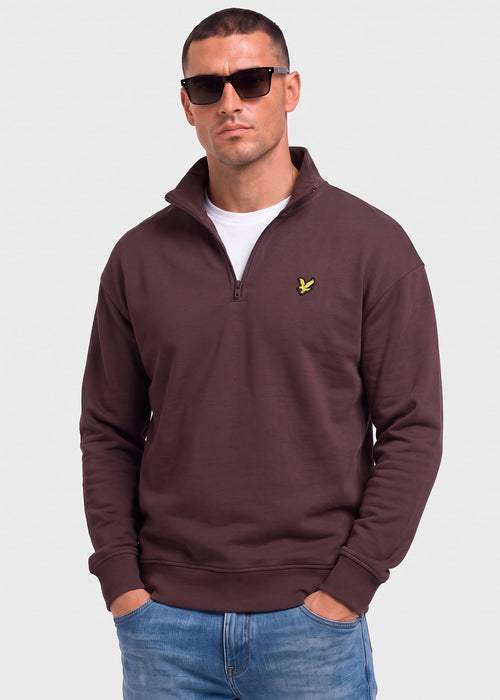 Quarter zip pullover sweatshirt - shelter brown