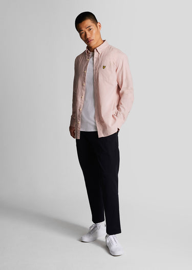 Lyle & Scott Overhemden  Cotton linen button down shirt - light pink 