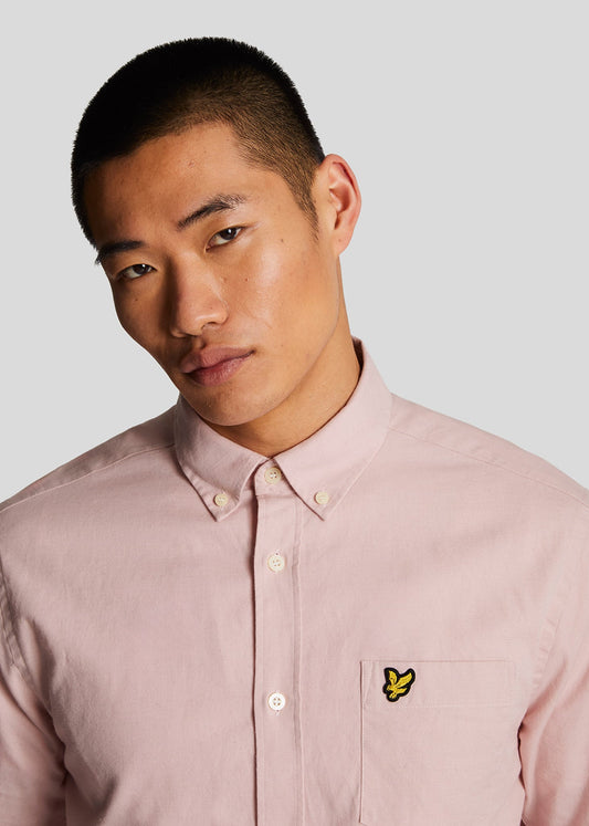 Lyle & Scott Overhemden  Cotton linen button down shirt - light pink 
