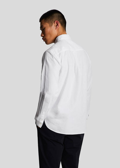 Lyle & Scott Overhemden  Cotton linen button down shirt - white 