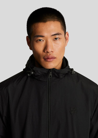 Lyle & Scott Jassen  Tonal eagle zip through hooded jacket - jet black 