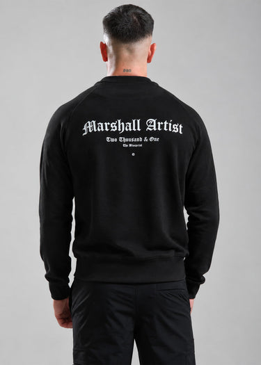 Marshall Artist Truien Blue print crew neck - black