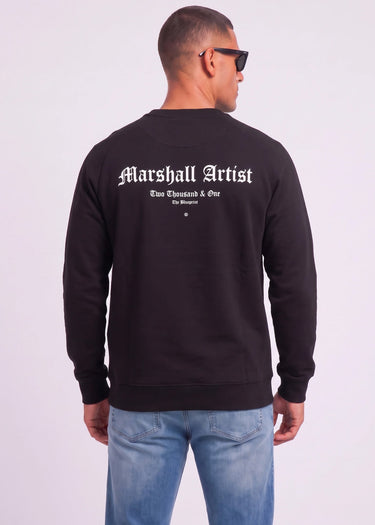 Marshall Artist Truien Blue print crew neck - black