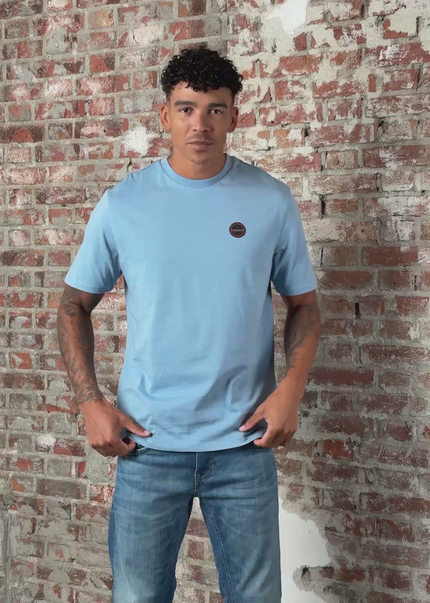 Napapijri T-shirts Badge t-shirt- faded denim