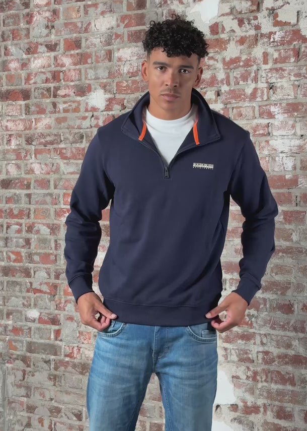 Napapijri Truien Small box quarter zip sweat - blue marine