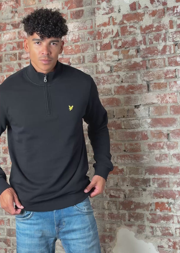 Lyle & Scott Truien Loopback quarter zip sweat - jet black