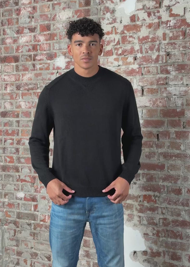 Armani Exchange Hoodies Wool cotton crewneck - black