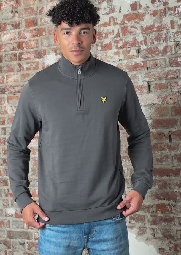 Lyle & Scott Truien Loopback quarter zip sweat - gunmetal