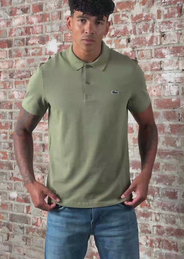 Lacoste Polo's Short sleeved ribbec collar polo shirt - khaki