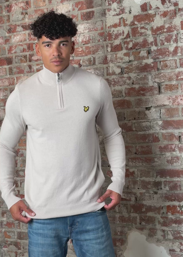 Lyle & Scott Truien Cotton merino quarter zip jumper - cove