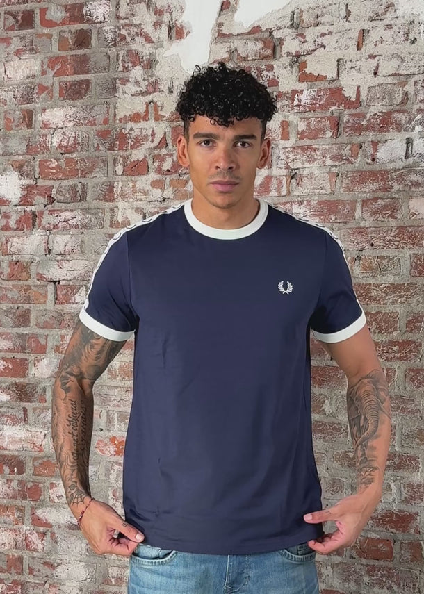 Fred Perry T-shirts Taped ringer t-shirt - carbon blue