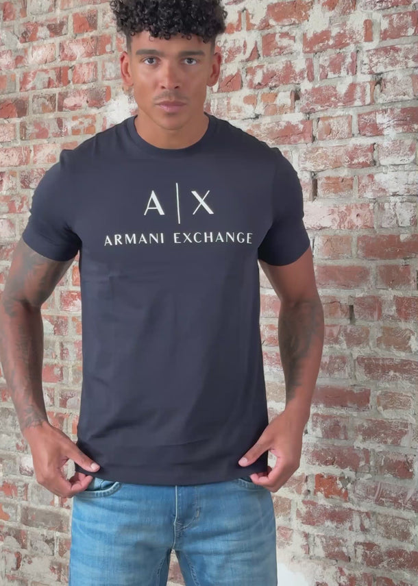 Armani Exchange T-shirts Slim fit jersey t-shirt with logo - navy