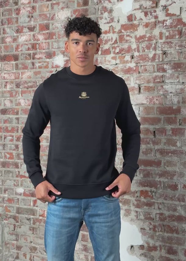 Aquascutum Truien Centered logo crewneck - black
