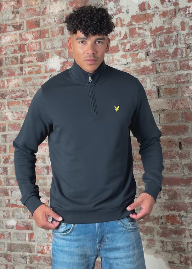 Lyle & Scott Truien Cotton merino quarter zip jumper - dark navy