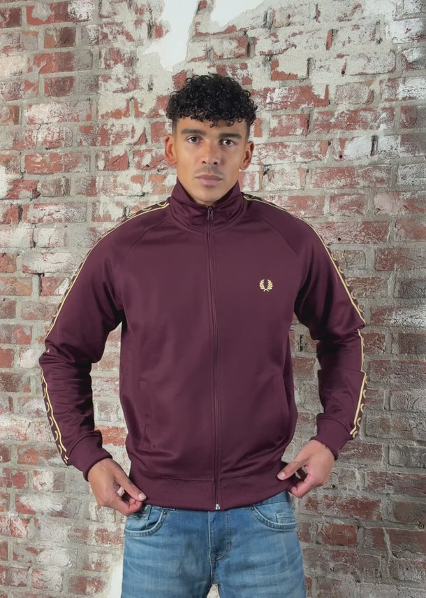 Fred Perry Vesten Contrast tape track jacket - oxblood champagne