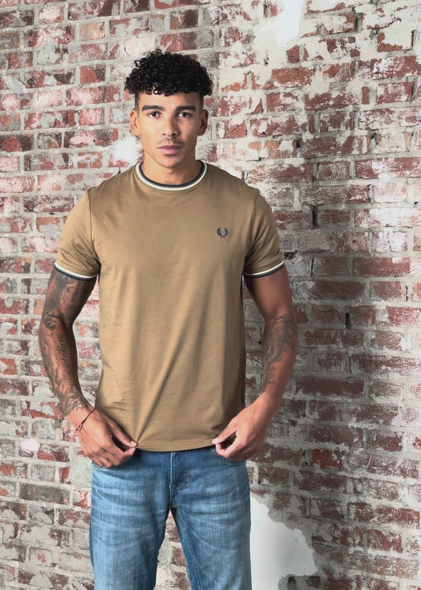Fred Perry T-shirts Twin tipped t-shirt - shaded stone ecru dark petrol